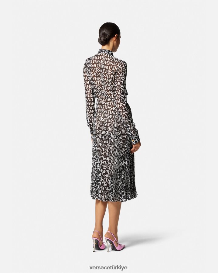 Versace allover midi gömlek elbise kadınlar siyah ve baskı Giyim B0HHR855