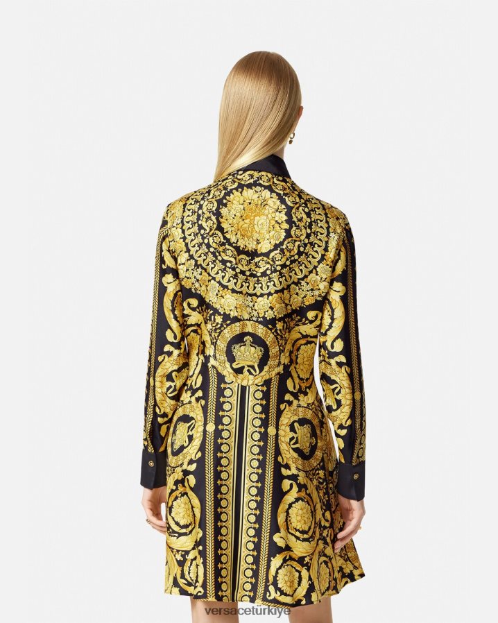 Versace barok ipek midi gömlek elbise kadınlar Yazdır Giyim B0HHR834