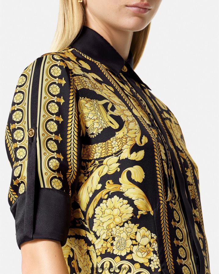 Versace barok ipek midi gömlek elbise kadınlar Yazdır Giyim B0HHR834