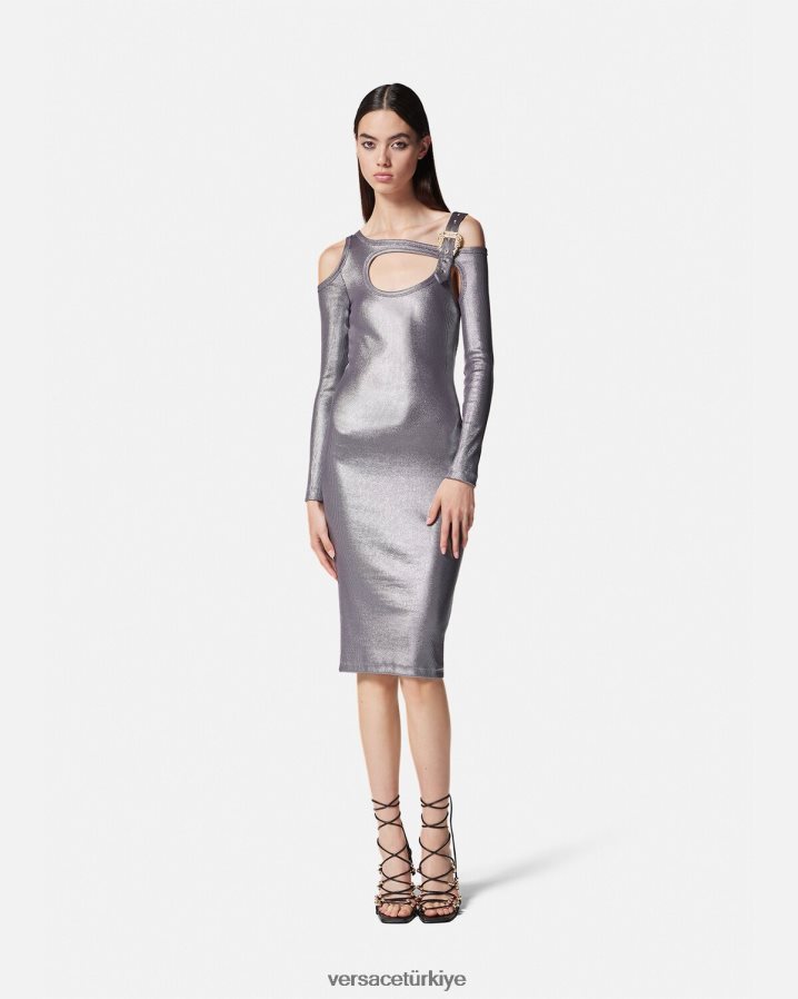 Versace barok tokalı midi elbise kadınlar gümüş Giyim B0HHR82196