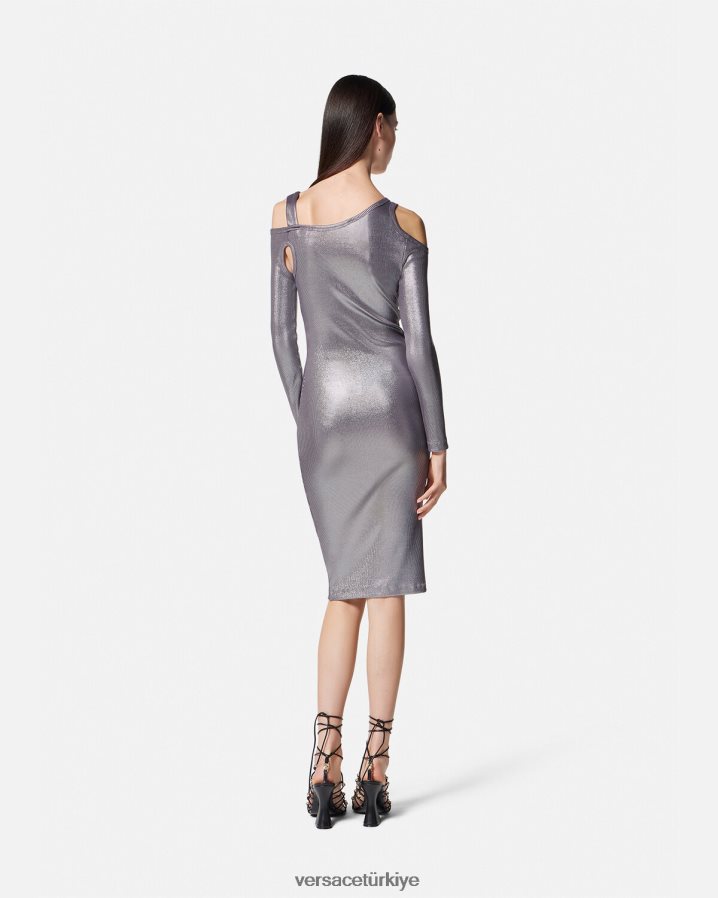 Versace barok tokalı midi elbise kadınlar gümüş Giyim B0HHR82196