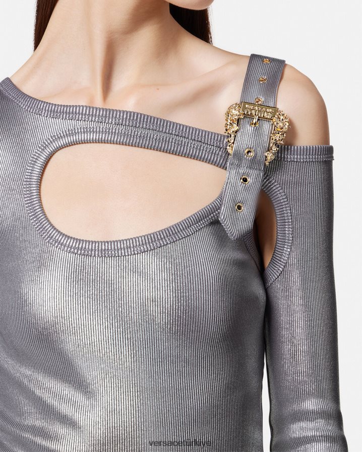Versace barok tokalı midi elbise kadınlar gümüş Giyim B0HHR82196