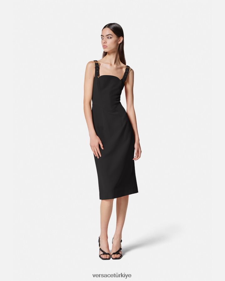 Versace barok tokalı midi elbise kadınlar siyah Giyim B0HHR82142