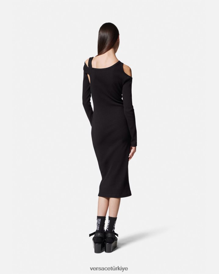 Versace barok tokalı midi elbise kadınlar siyah Giyim B0HHR82143
