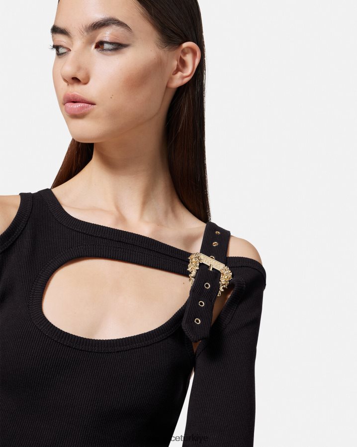 Versace barok tokalı midi elbise kadınlar siyah Giyim B0HHR82143