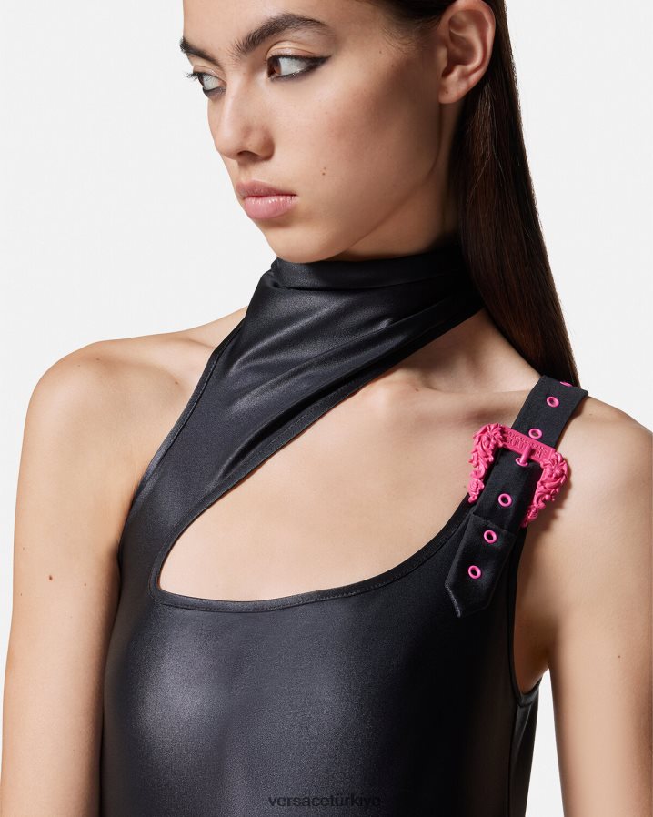 Versace barok tokalı mini elbise kadınlar siyah Giyim B0HHR82195