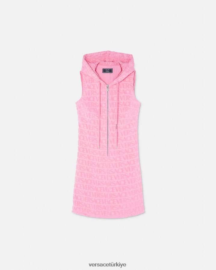Versace boydan boya havlu mini elbise kadınlar pembe Giyim B0HHR89