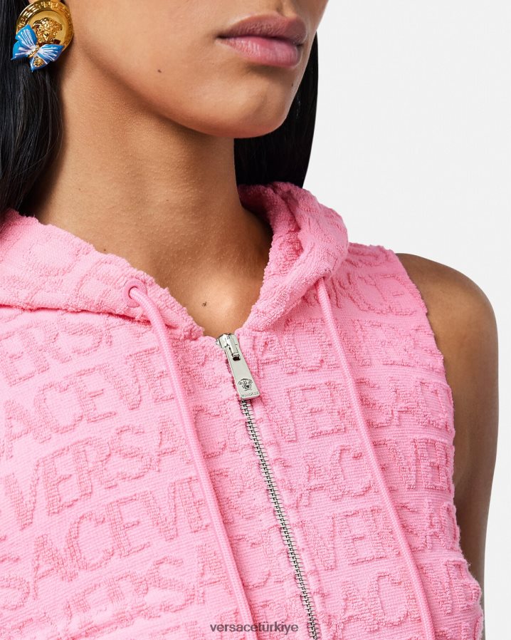 Versace boydan boya havlu mini elbise kadınlar pembe Giyim B0HHR89