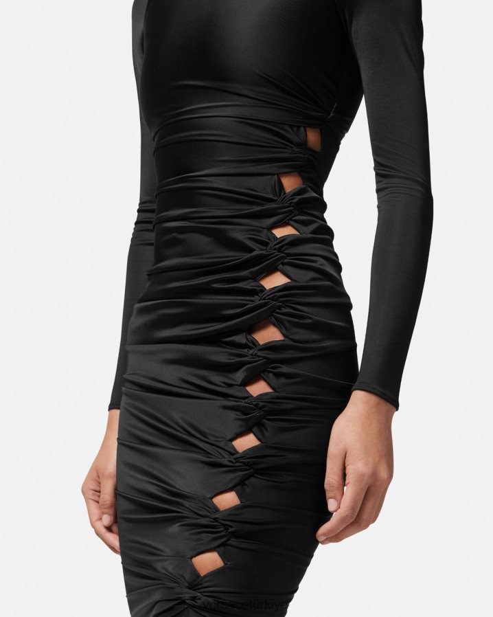 Versace düğümlü midi elbise kadınlar siyah Giyim B0HHR823