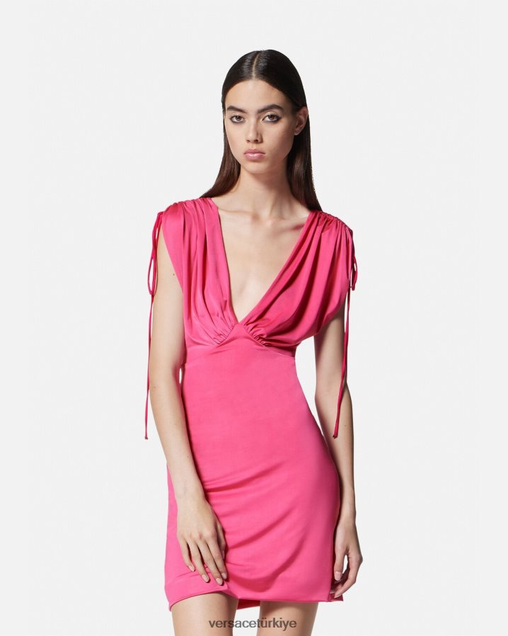 Versace dantelli mini elbise kadınlar fuşya Giyim B0HHR82193