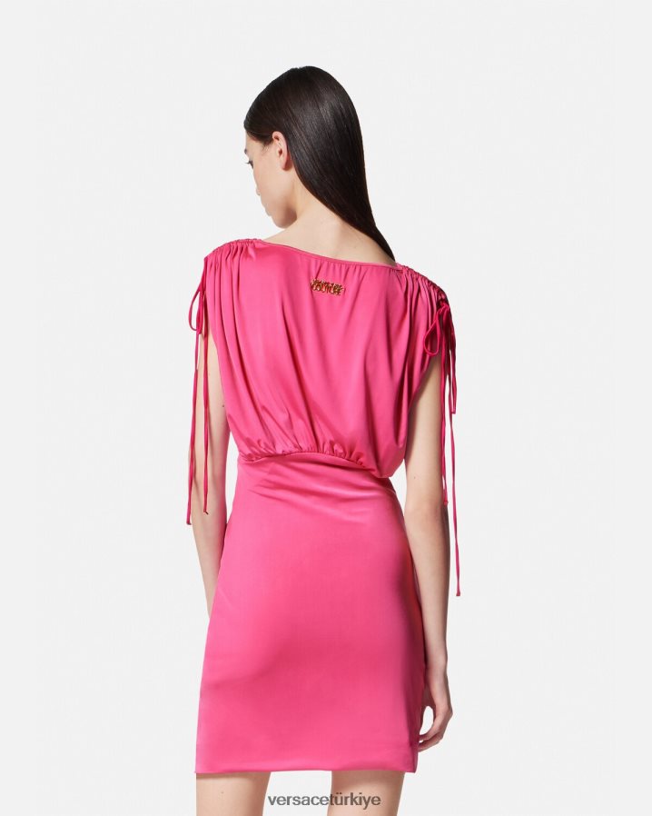 Versace dantelli mini elbise kadınlar fuşya Giyim B0HHR82193