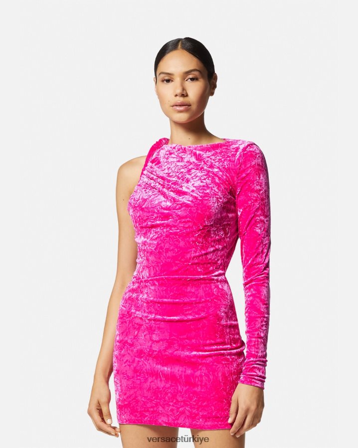 Versace haddelenmiş kadife mini elbise kadınlar fuşya Giyim B0HHR874