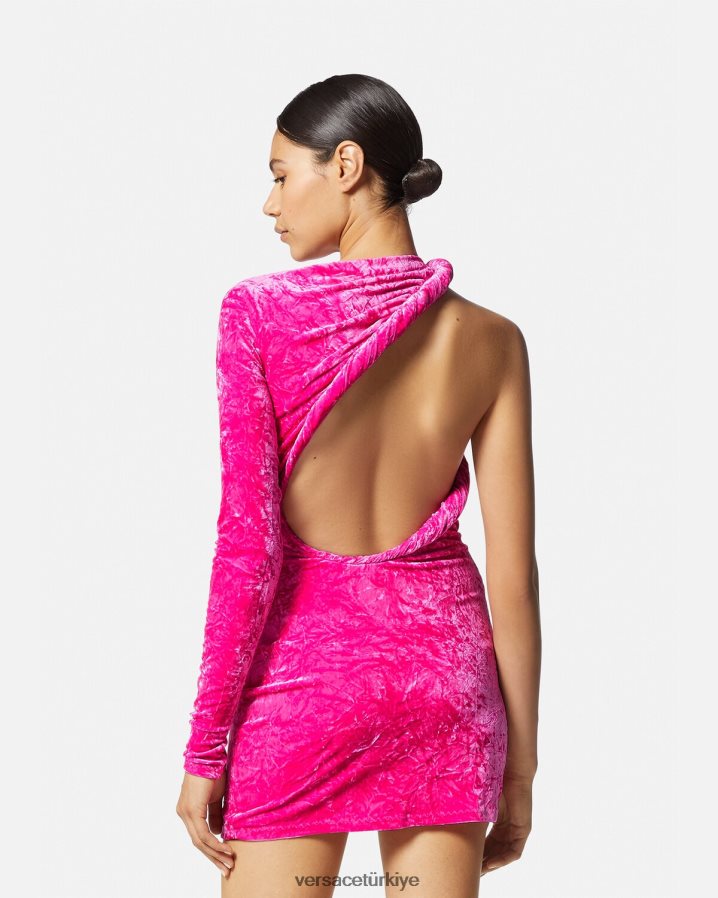 Versace haddelenmiş kadife mini elbise kadınlar fuşya Giyim B0HHR874