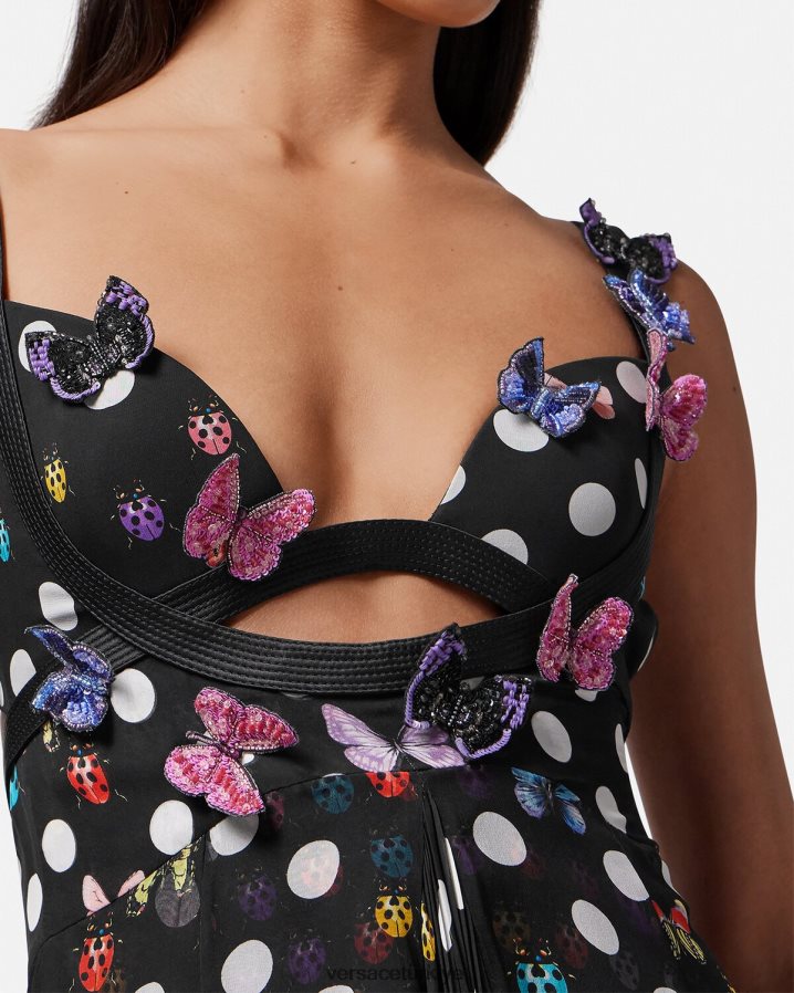 Versace işlemeli kelebekler elbisesi kadınlar tek renk Giyim B0HHR81