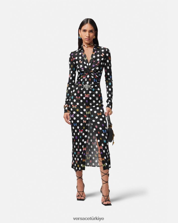 Versace kelebekler medusa '95 gömlek midi elbise kadınlar Yazdır Giyim B0HHR84