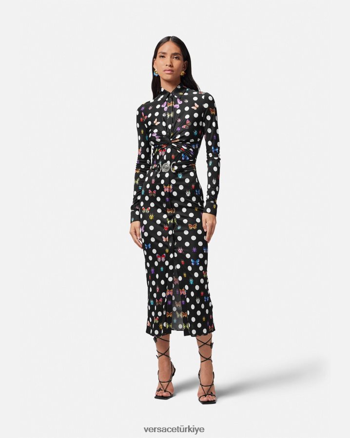 Versace kelebekler medusa '95 gömlek midi elbise kadınlar Yazdır Giyim B0HHR84