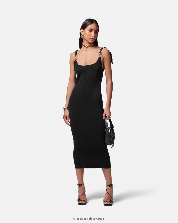 Versace kelebekler medusa '95 örgü midi elbise kadınlar siyah Giyim B0HHR86