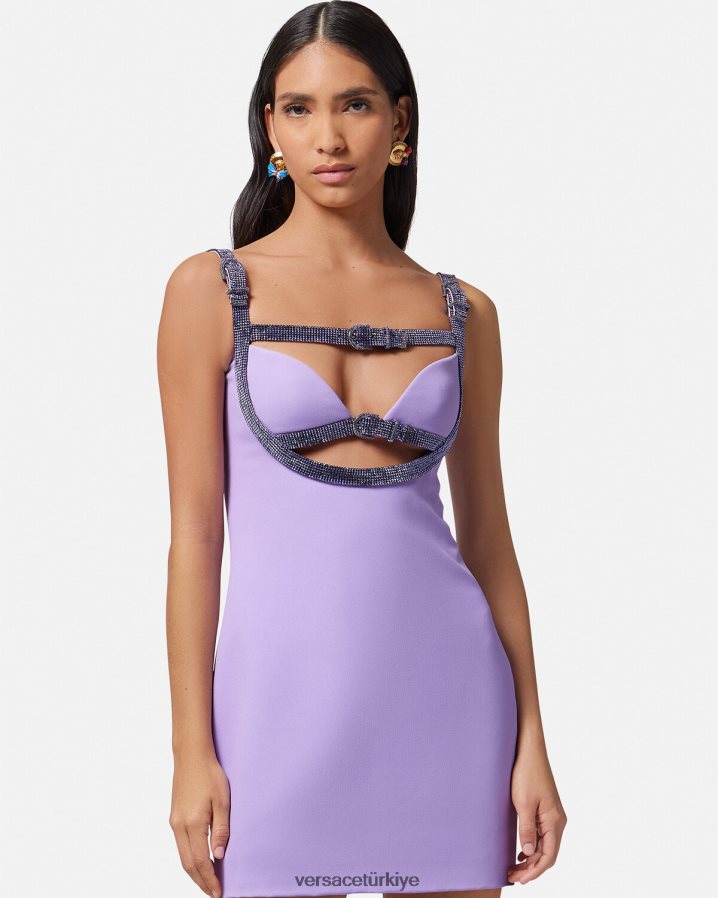 Versace kristal kesim mini elbise kadınlar tek renk Giyim B0HHR811