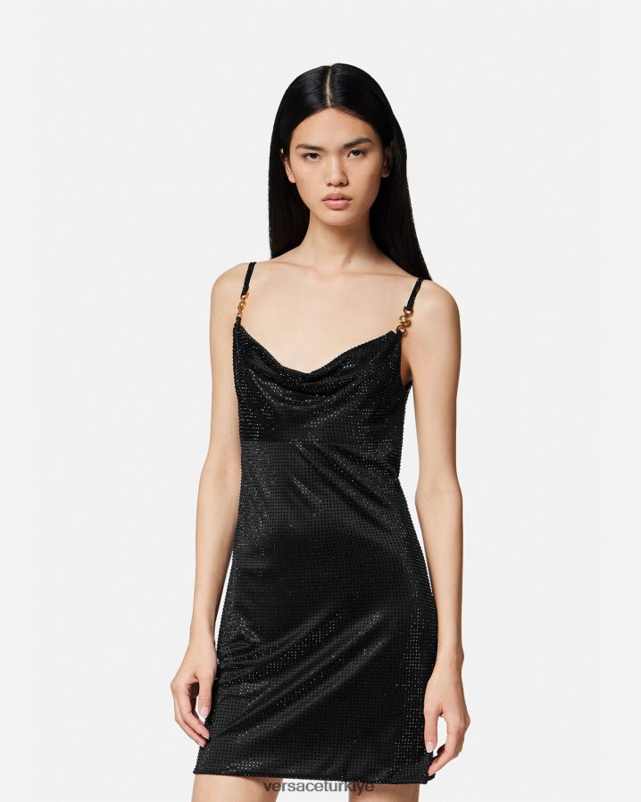 Versace kristal medusa '95 mini elbise kadınlar siyah Giyim B0HHR831