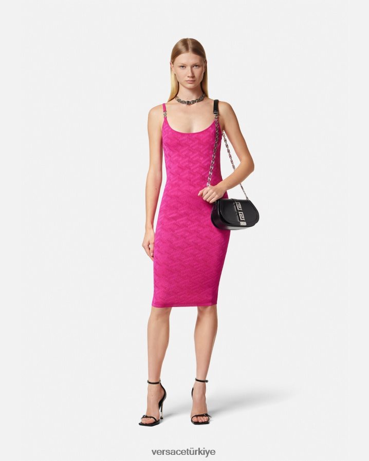 Versace la greca medusa '95 midi elbise kadınlar fuşya Giyim B0HHR830