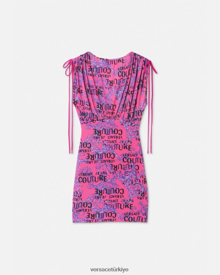 Versace logo couture mini elbise kadınlar fuşya Giyim B0HHR82188