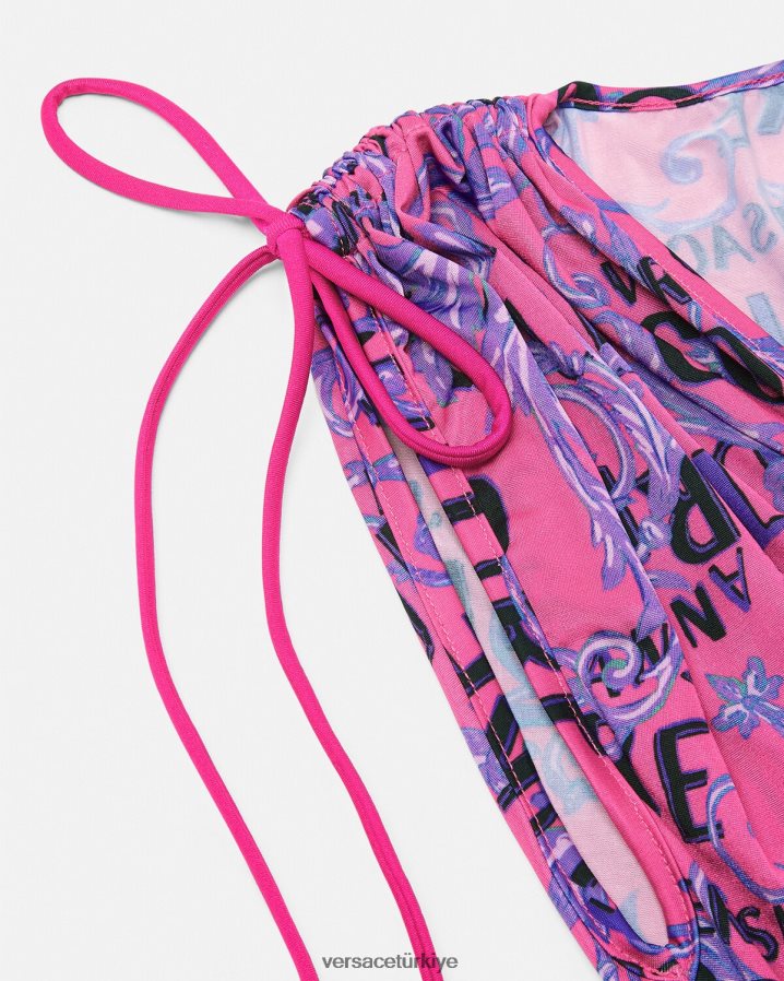 Versace logo couture mini elbise kadınlar fuşya Giyim B0HHR82188