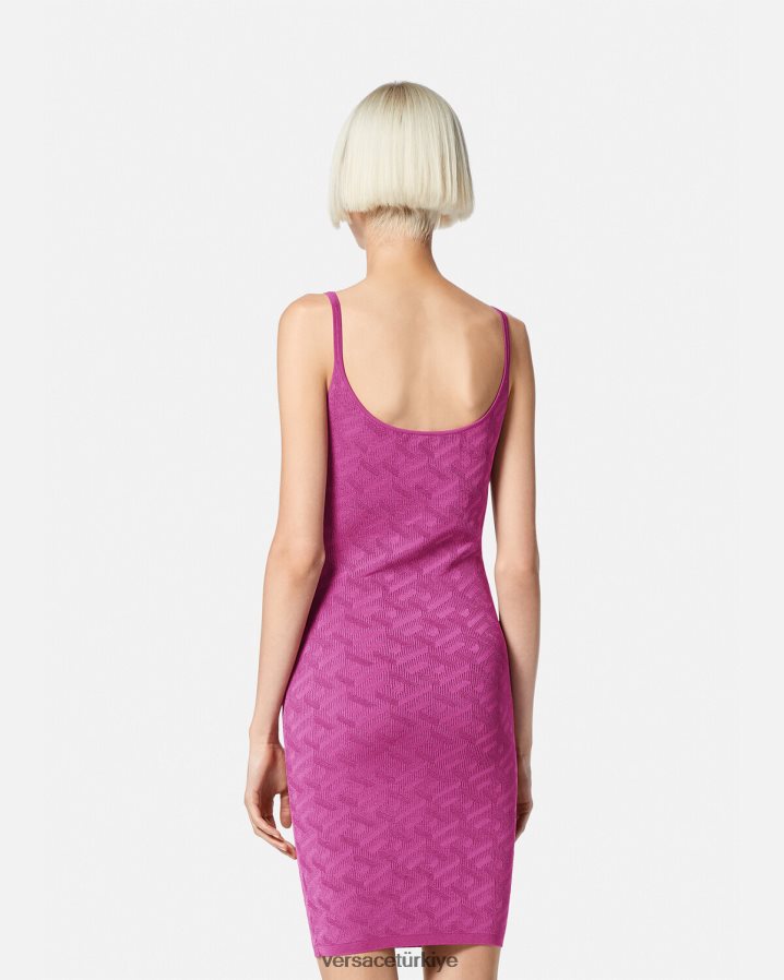 Versace medusa '95 la greca mini elbise kadınlar fuşya Giyim B0HHR865