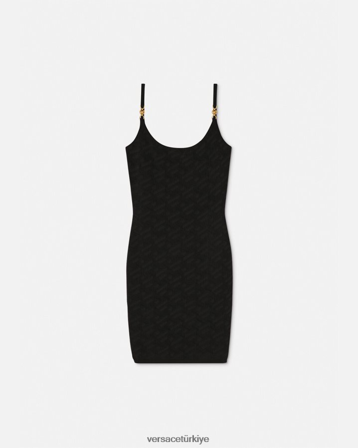 Versace medusa '95 la greca mini elbise kadınlar siyah Giyim B0HHR842