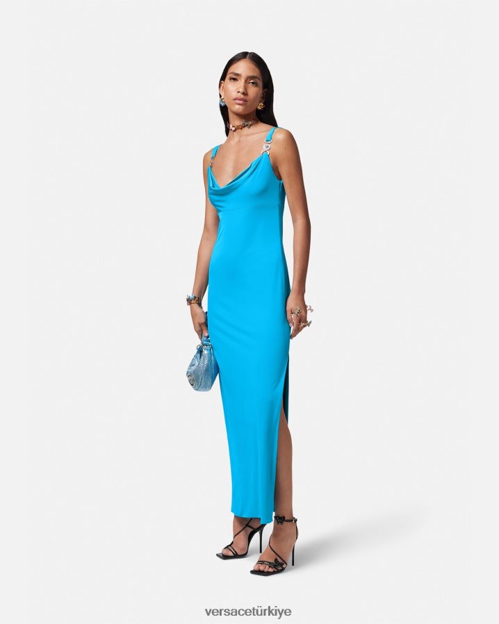 Versace medusa '95 uzun elbise kadınlar mavi Giyim B0HHR817