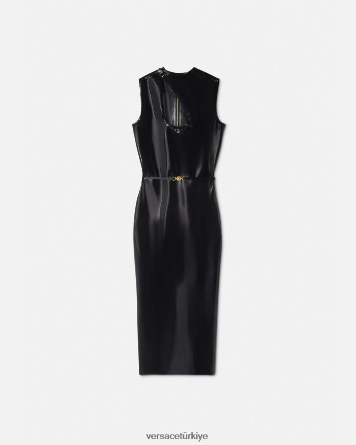 Versace medusa biggie lateks kesikli elbise kadınlar siyah Giyim B0HHR866