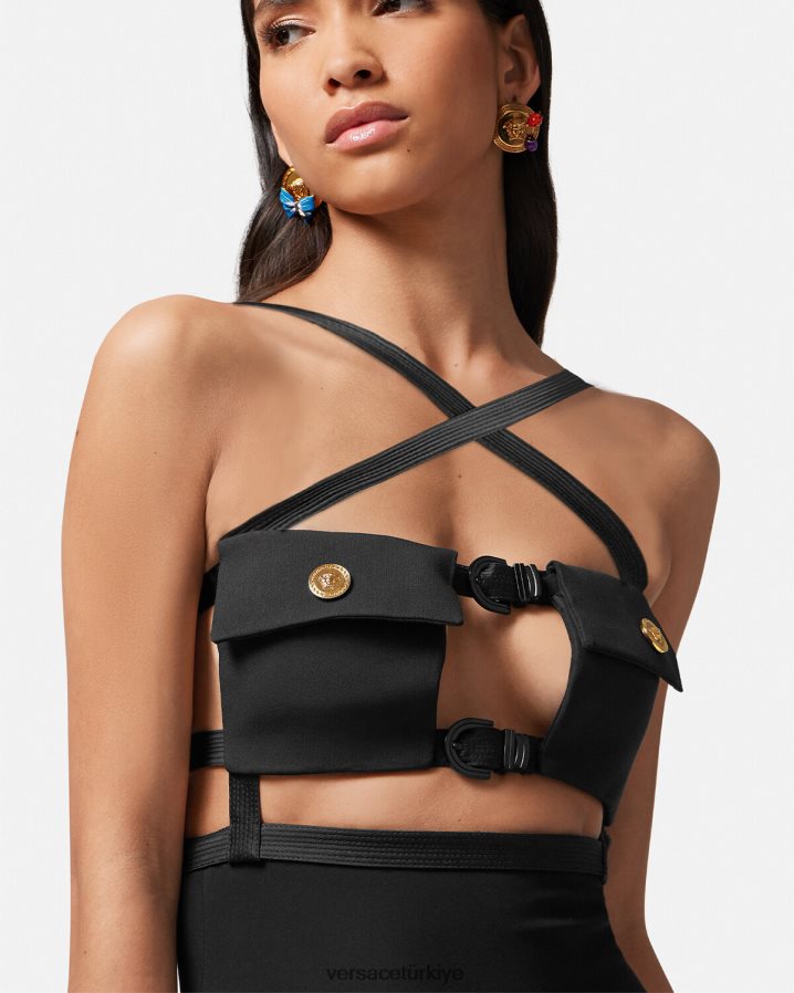 Versace medusa kesim elbisesi kadınlar tek renk Giyim B0HHR819