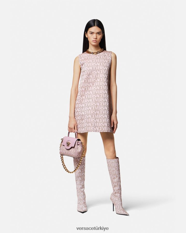 Versace mini elbise kadınlar pembe ve baskı Giyim B0HHR826