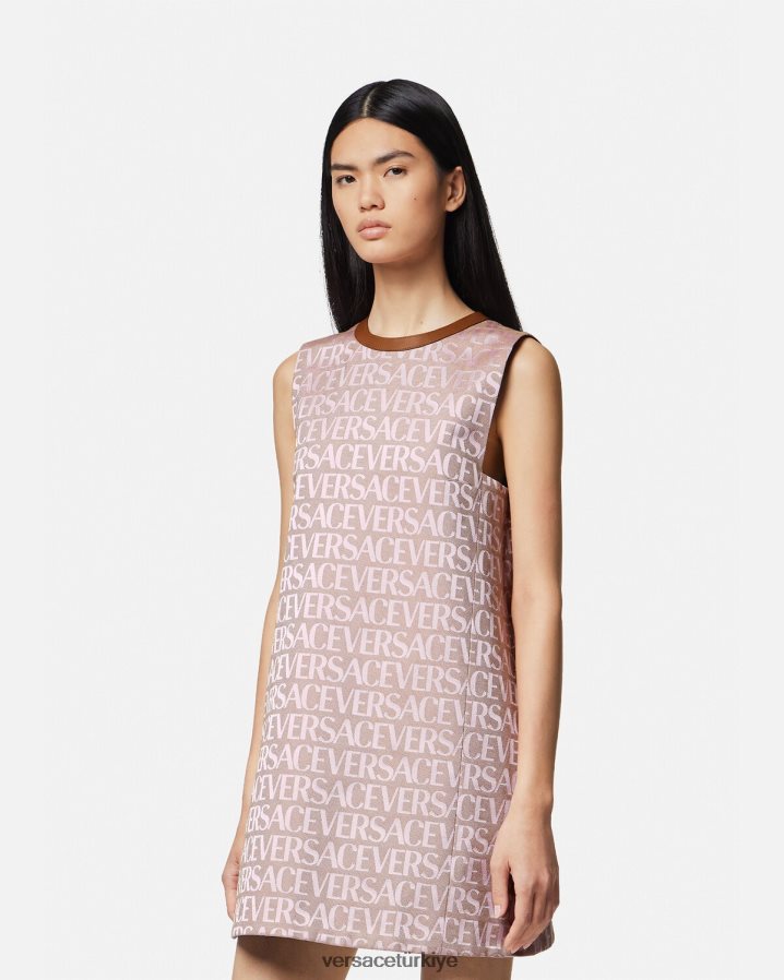 Versace mini elbise kadınlar pembe ve baskı Giyim B0HHR826