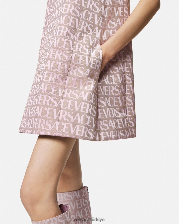 Versace mini elbise kadınlar pembe ve baskı Giyim B0HHR826