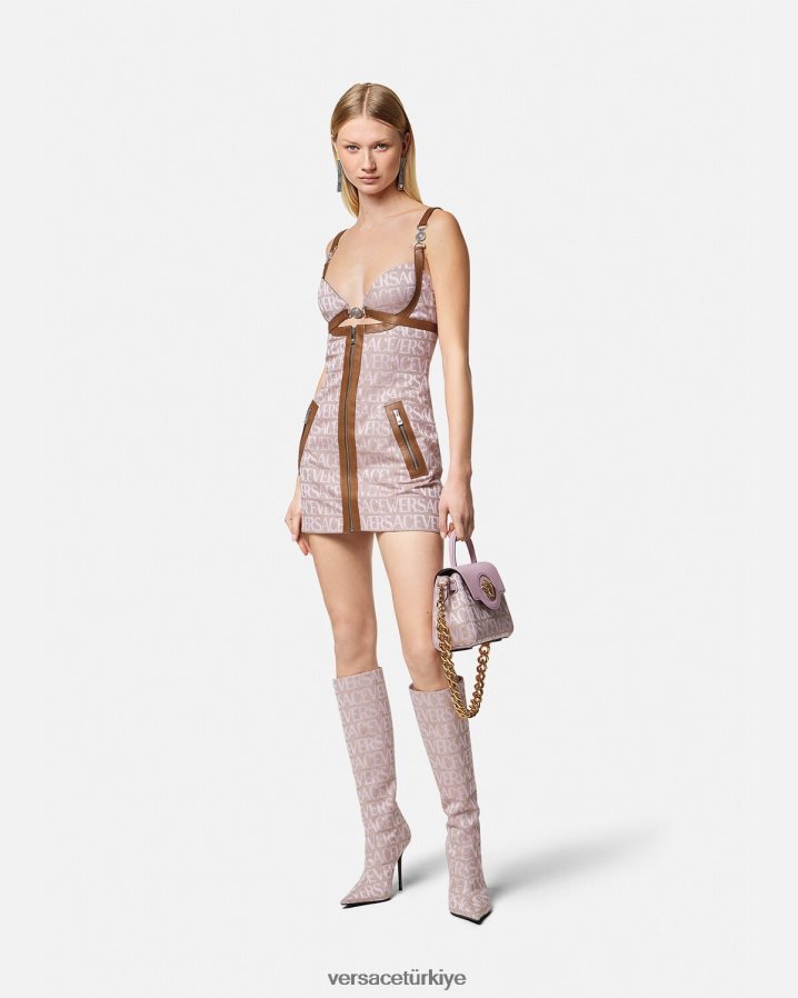 Versace mini elbise kadınlar pembe ve baskı Giyim B0HHR827
