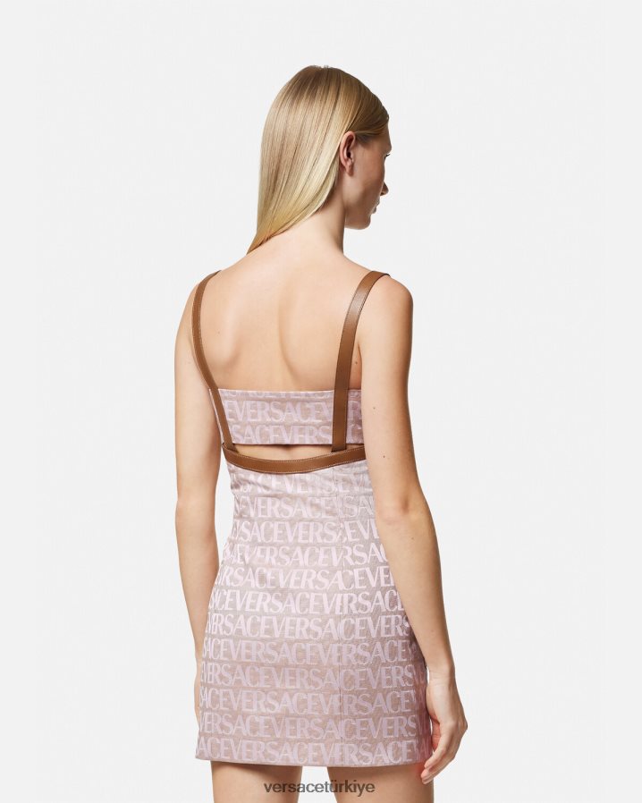 Versace mini elbise kadınlar pembe ve baskı Giyim B0HHR827