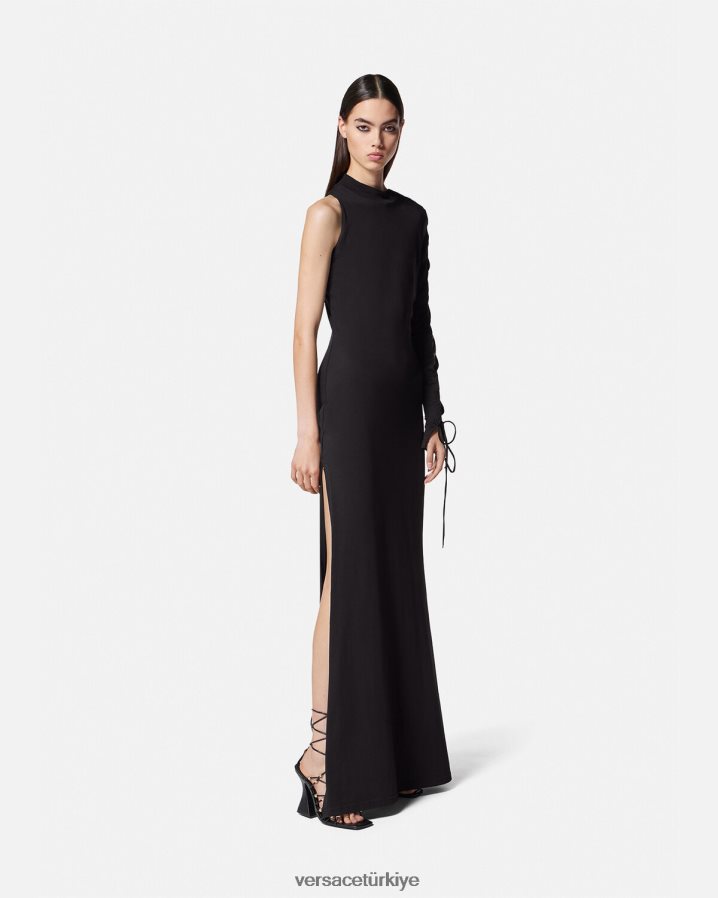 Versace tek omuzlu uzun elbise kadınlar siyah Giyim B0HHR82194