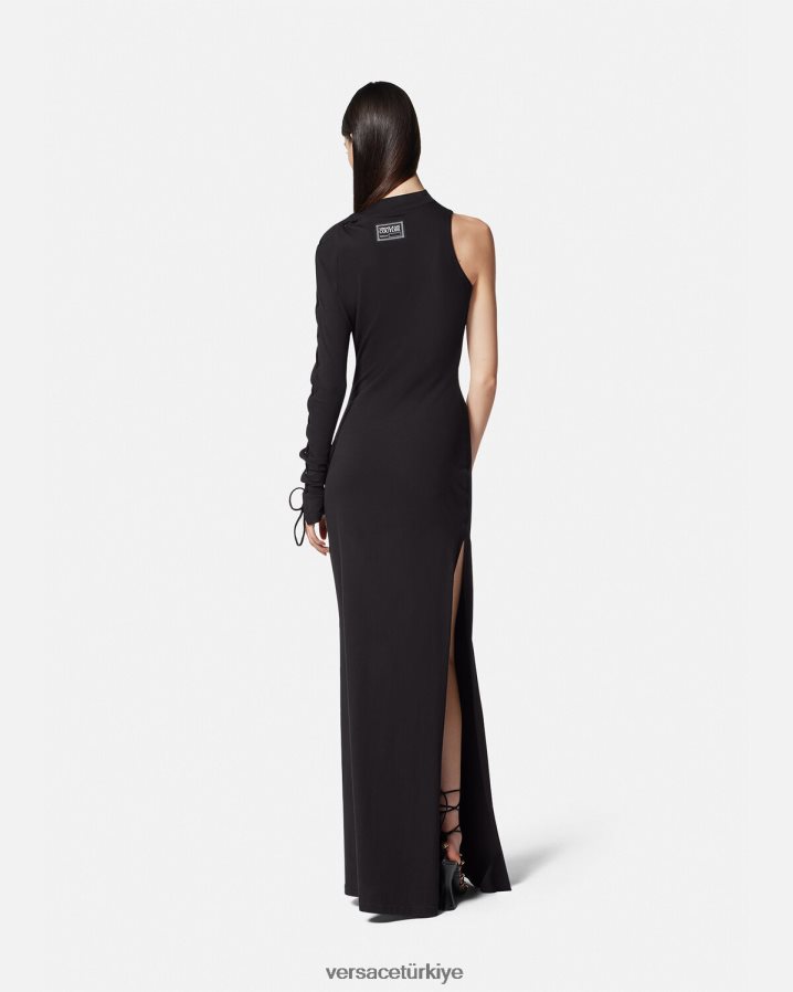 Versace tek omuzlu uzun elbise kadınlar siyah Giyim B0HHR82194