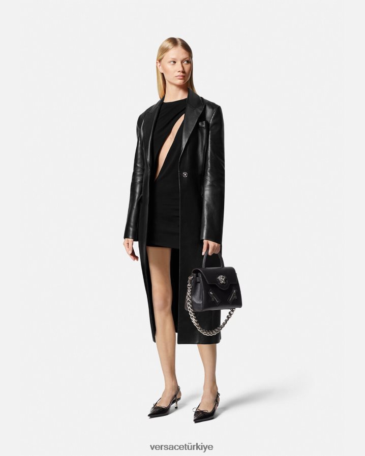 Versace yırtmaçlı mini elbise kadınlar siyah Giyim B0HHR845