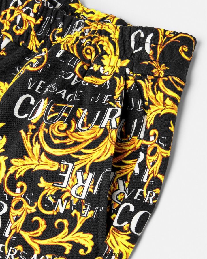 Versace logo couture eşofman altı kadınlar siyah altın Giyim B0HHR82238