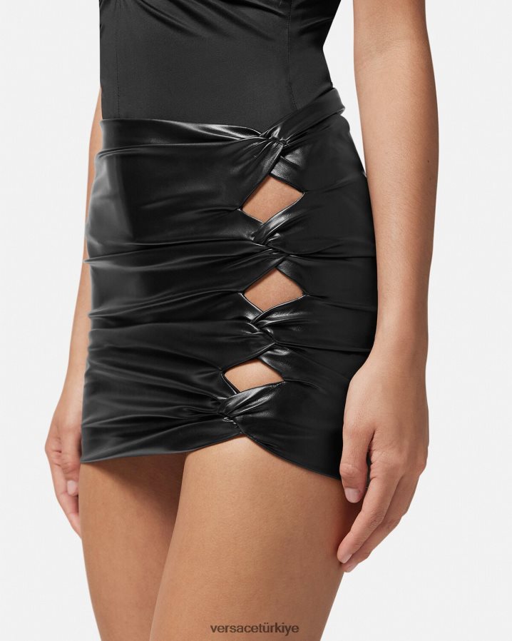 Versace düğümlü mini etek kadınlar siyah Giyim B0HHR8162