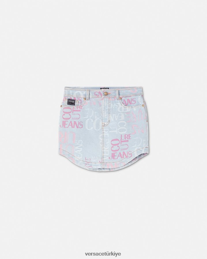 Versace doodle logolu kot mini etek kadınlar mavi Giyim B0HHR82179