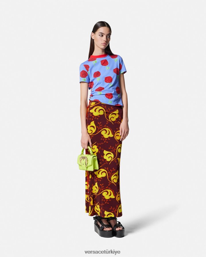 Versace ince dallar midi etek kadınlar menekşe Giyim B0HHR82181