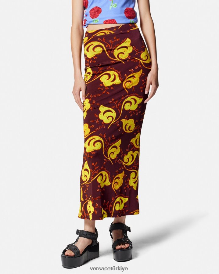 Versace ince dallar midi etek kadınlar menekşe Giyim B0HHR82181