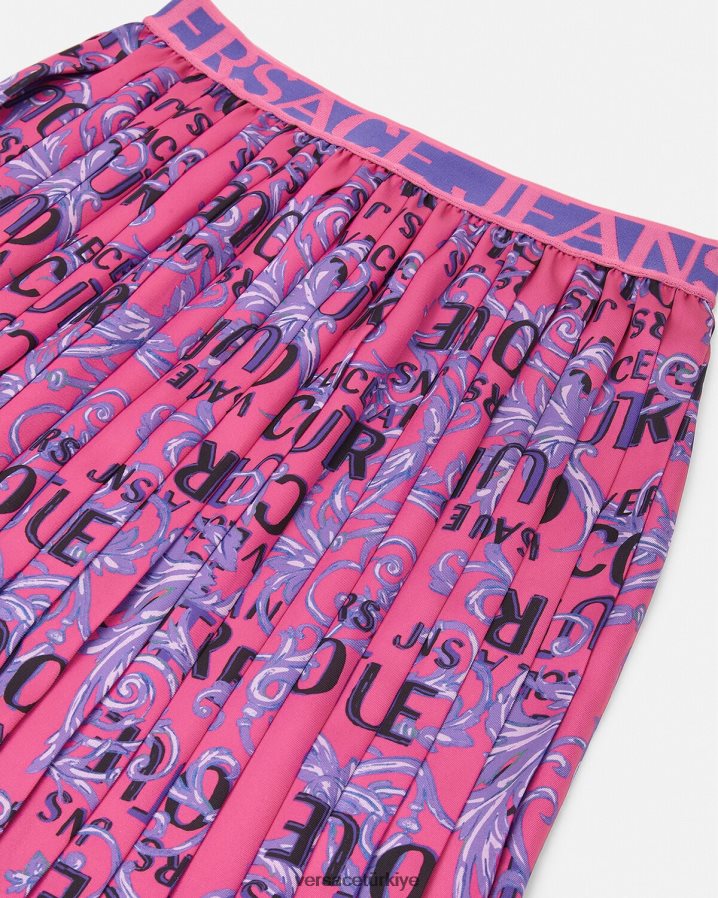 Versace logo couture pilili etek kadınlar fuşya Giyim B0HHR82249