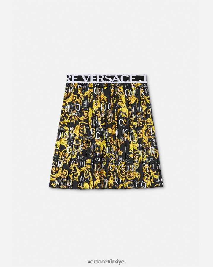 Versace logo couture pilili etek kadınlar siyah altın Giyim B0HHR82250