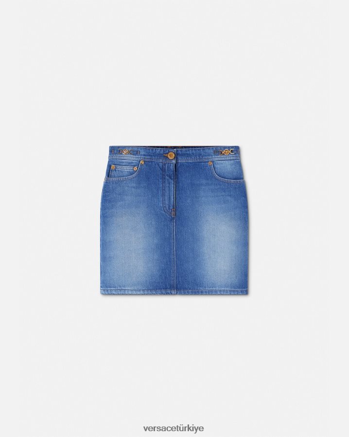 Versace medusa '95 denim mini etek kadınlar mavi Giyim B0HHR8167