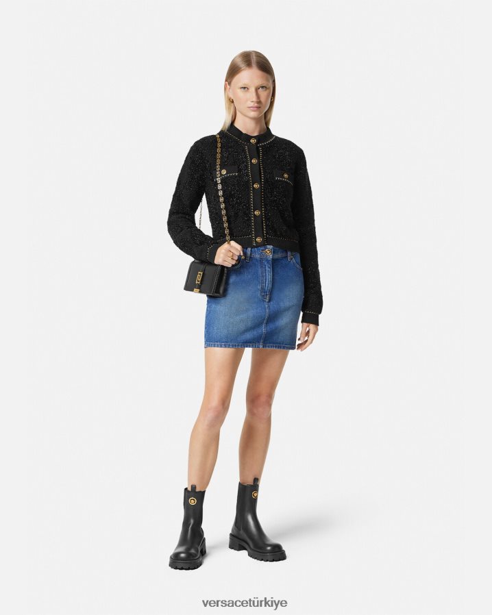 Versace medusa '95 denim mini etek kadınlar mavi Giyim B0HHR8167