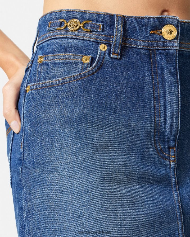 Versace medusa '95 denim mini etek kadınlar mavi Giyim B0HHR8167