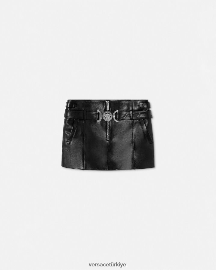 Versace medusa '95 deri mini etek kadınlar siyah Giyim B0HHR8175